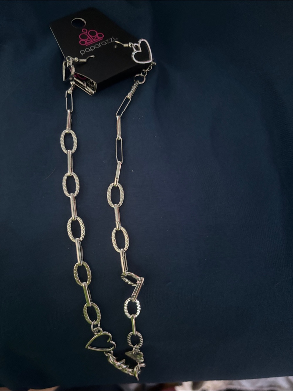 paparazzi Silver Heart Link Chain Necklace